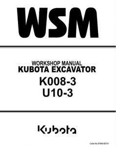 Kubota K008-3,U10-3 Excavator Service Manual