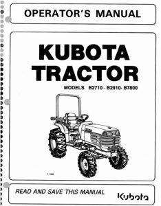 Kubota B2710, B2910 ,B7800 Operator's Manual
