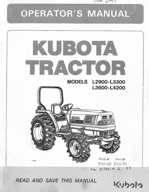 Kubota BX1800, BX2200 Tractor OPERATOR'S MANUAL