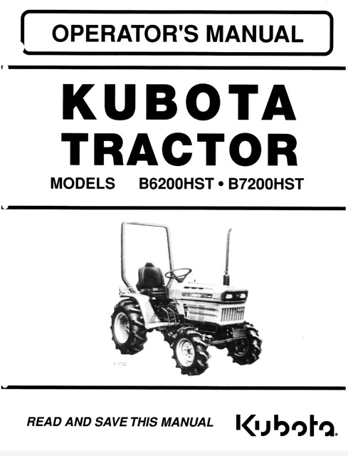 Kubota B2710, B2910 ,B7800 Operator's Manual